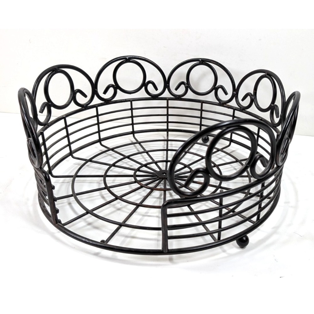 Round Bronze Metal Wire Scroll Basket Decorative Fruit Bowl Centerpiece 12 Inch